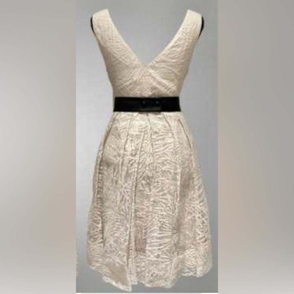 Diane Von Furstenberg Sleeveless Ringwald Peach Burnout Dress Faux Leather Belt - Picture 5 of 11